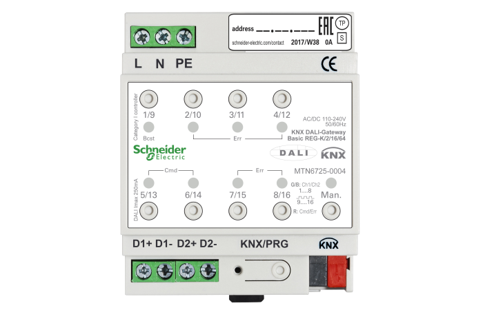 Maršrutizatorius KNX DALI GATEWAY BASIC REG-K/2/16/64 - SCHNEIDER ELECTRIC
