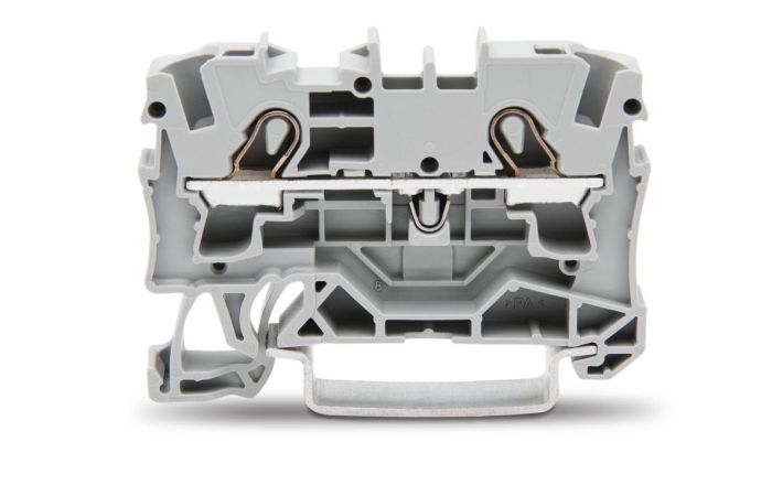 Gnybtas 4mm2 6.2mm 2 laidams pilkas ant DIN bėgelio Push-in CAGE CLAMP kontaktai - WAGO
