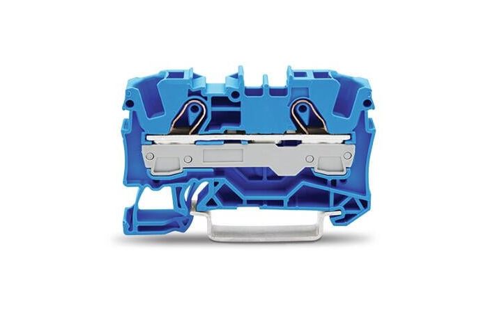 Gnybtas 6mm2 7.5mm 2 laidams mėlynas ant DIN bėgelio Push-in CAGE CLAMP kontaktai - WAGO