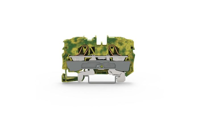 Gnybtas 10mm2 10mm 2 laidams geltonai žalias ant DIN bėgelio Push-in CAGE CLAMP kontaktai - WAGO