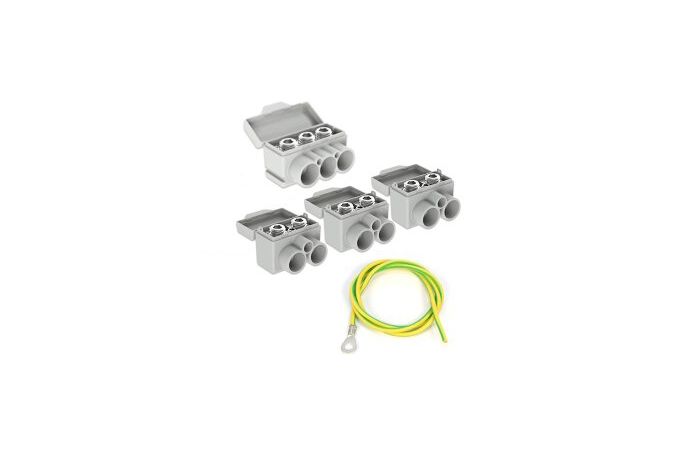 Rinkinys gnybto atsišakojimo į atramą SLT50 (SV15) [rinkinyje 3 dvigubi 2.5-35mm2, 1 trigubas 2.5-35mm2, įžeminimo laidas] - MOREK