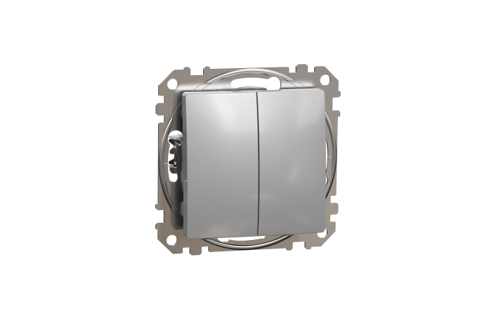 Perjungiklis p/t dvigubas be rėmelio aliuminio spalvos 10A 250V SEDNA DESIGN - SCHNEIDER ELECTRIC