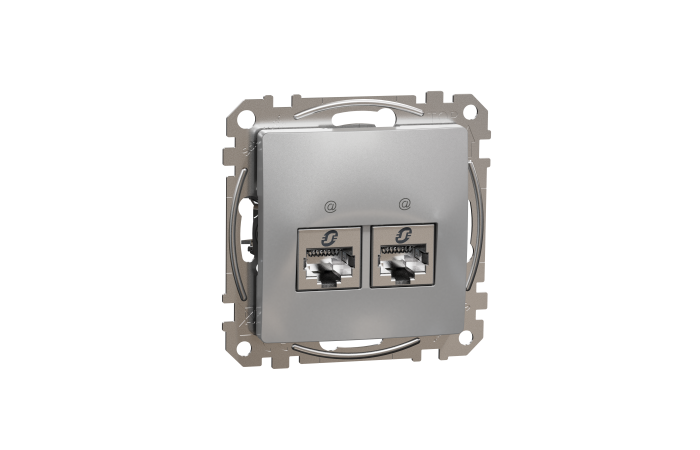 Lizdas kompiuterinis p/t dvigubas RJ45 Kat.6 STP be rėmelio aliuminio spalvos SEDNA DESIGN - SCHNEIDER ELECTRIC