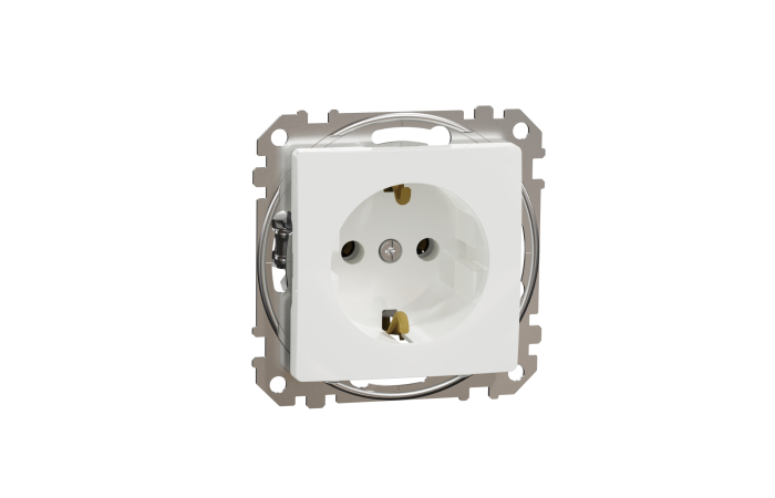 Lizdas p/t SCHUKO be rėmelio užspaudžiami kontaktai baltos spalvos 16A 250V SEDNA DESIGN - SCHNEIDER ELECTRIC