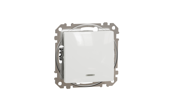 Perjungiklis p/t kryžminis viengubas be rėmelio su mėlynu LED pašvietimu baltos spalvos 10A 250V SEDNA DESIGN - SCHNEIDER ELECTRIC