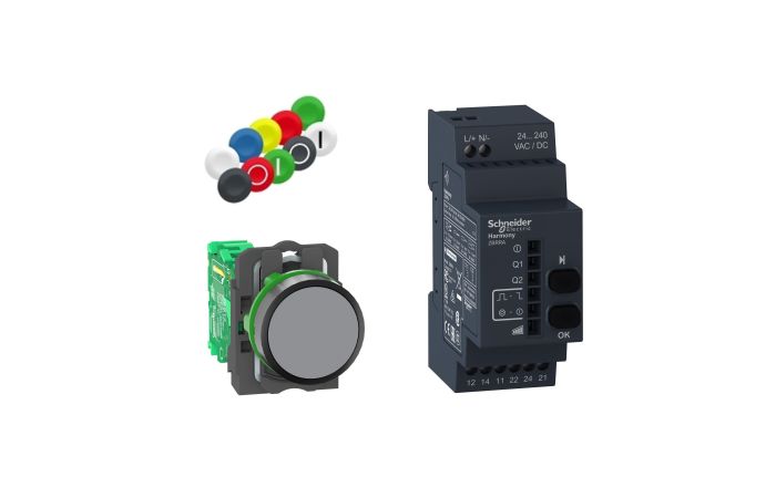 Komplektas siųstuvas - imtuvas su belaidžiu mygtuku 22mm 24-240V AC/DC XB5R Harmony - SCHNEIDER ELECTRIC