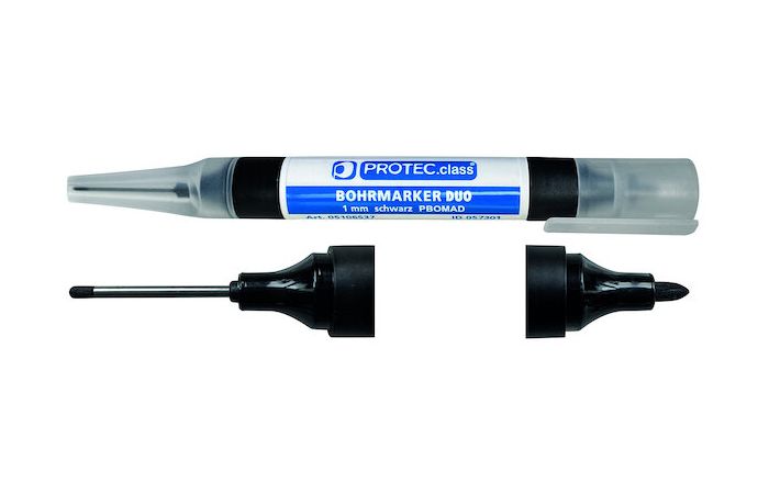 Rinkinys markerių 1mm dvipusis juodas su prailgintu galu PBOMAD [rinkinyje 5 vnt.] - PROTEC