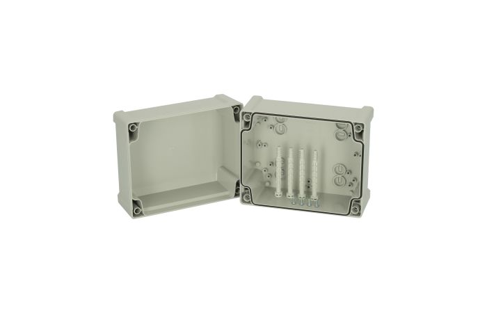 Dėžutė v/t [201x163x138] IP65 tuščia su vyriais pilkos spalvos TA201614 - FIBOX