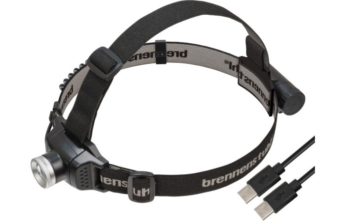 Žibintuvėlis ant galvos LED IP44 250lm įkraunamas 40val. 3.7V/2.6Ah baterija su USB-C kabeliu KL251AF - BRENNENSTUHL