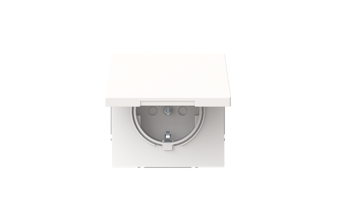 Lizdas p/t SCHUKO su dangteliu be rėmelio baltos matinės spalvos 16A 250V 20 EUKB-44M Busch-Art Linear - ABB