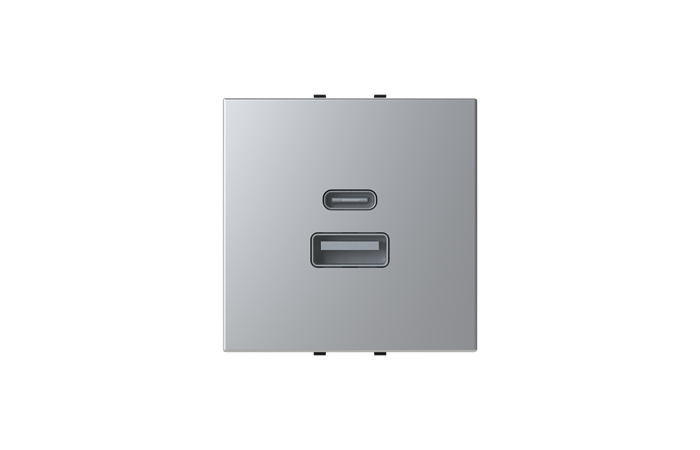 Lizdas p/t dvigubas USB A ir USB C 2.4/3A 15W sidabrinės spalvos 2 modulių N2285.4 PL Zenit - ABB