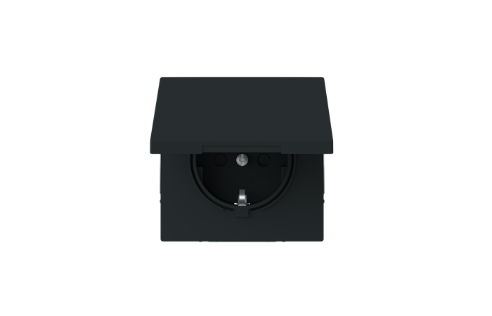 Lizdas p/t SCHUKO su dangteliu be rėmelio juodos matinės spalvos 16A 250V 20 EUKB-45M Busch-Art Linear - ABB