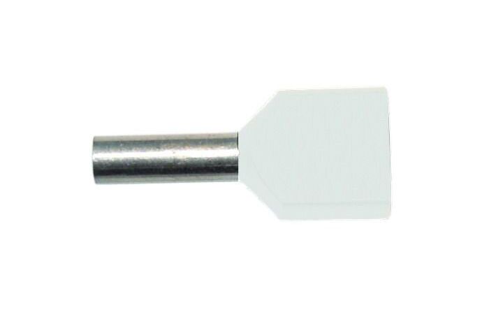 Antgalis dvigubas gilzinis izoliuotas 2x0.5mm2 Cu baltas L-8mm PAEH [500] - PROTEC