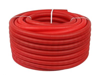 Vamzdis Gofruotas D32 450N Raudonas Su Virve 50m ECOPIPES