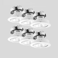 Rinkinys šviestuvų į/l LED 33W IP20 3000K 1920lm D-78mm H-48mm 30 laipsnių reguliuojama optika baltos matinės spalvos [rinkinyje 6 vnt.] - BEGA