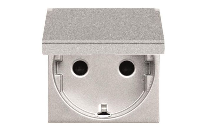 Lizdas p/t SCHUKO su dangteliu su apsauga nuo vaikų varžtiniai kontaktai sidabrinės spalvos 2 modulių 16A 250V N2288.1 PL Zenit - ABB