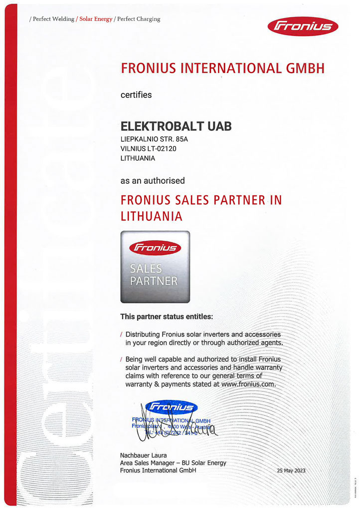 Fronius ir Elektrobalt oficialūs partneriai